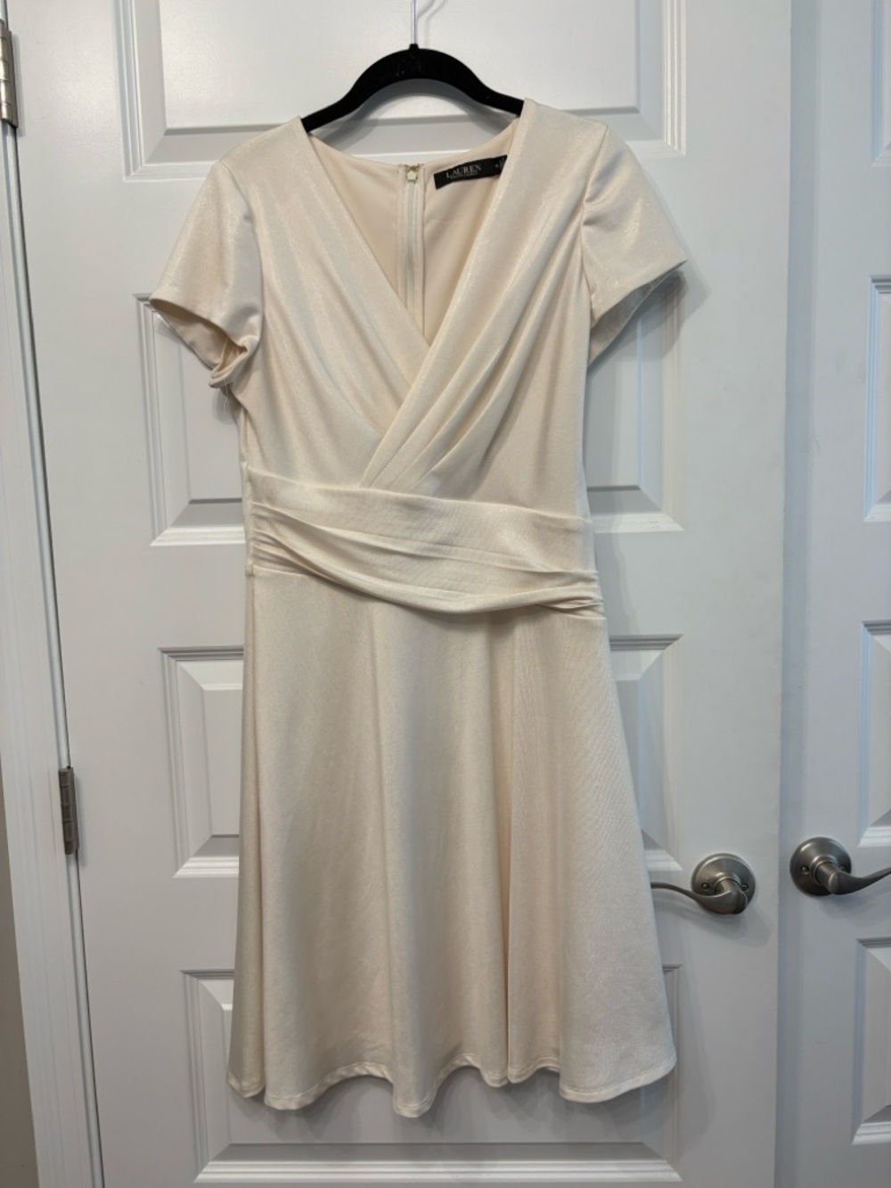 Lauren Ralph Lauren Foil Print Jersey Cocktail Dress Cream - Picture 10 of 10